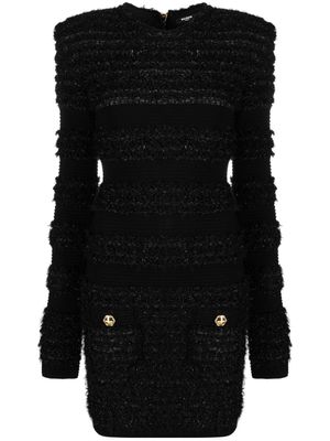 Balmain robe courte en tweed - Noir
