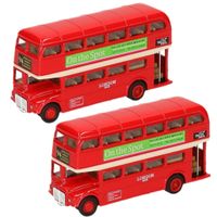 2x stuks modelauto London Bussen rood 12 cm