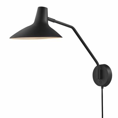 Wandlamp zwart Darci metaal stekker en schakelaar