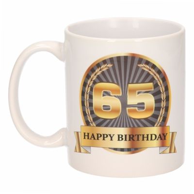 65e verjaardag cadeau beker / mok 300 ml