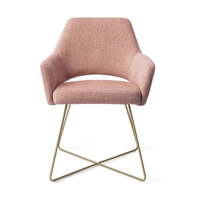 Jesper Home Yanai eetkamerstoel Pink Punch cross gold