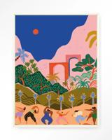 Urban Cotton Wandkleed 'Dancing In Paradise' 110 x 145cm in Floating Frame - off white