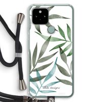 Tropical watercolor leaves: Pixel 5 Transparant Hoesje met koord
