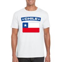 T-shirt met Chileense vlag wit heren - thumbnail