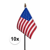 10x Amerika/USA mini vlaggetjes op stok 10 x 15 cm