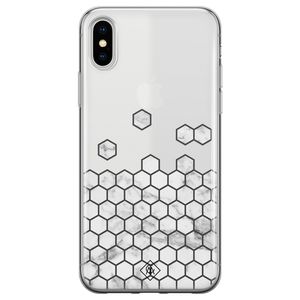iPhone X/XS transparant hoesje - Marmer grijs abstract