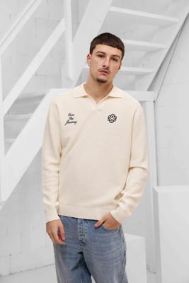 Pure Path Own The Journey Knitwear Polo Sweater Heren Gebroken Wit - Maat S - Kleur: Gebroken Wit | Soccerfanshop