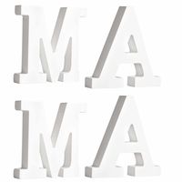 Houten deco hobby letters - 4x losse witte letters om het woord MAMA te maken - thumbnail