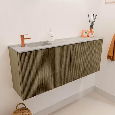 Toiletmeubel Mondiaz Joya Dlux | 100 cm | Meubelkleur Dusk | Faye wastafel Glace Wasbak Links | 1 kraangat