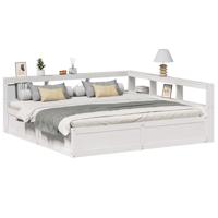 Bed met boekenkast zonder matras grenenhout wit 200x200 cm Bed met boekenkast zonder matras grenenhout wit 200x200 cm