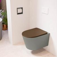 Wandcloset Mondiaz Lavie | Zonder spoelrand | Incl.Toiletzitting-Rust | Keramiek | Smoke (grijs)
