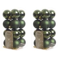 32x Kunststof kerstballen glanzend/mat donkergroen 4 cm kerstboom versiering/decoratie - Kerstbal - thumbnail