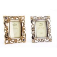 Fotolijsten DKD Home Decor 19 x 2 x 25 cm Zilverkleurig Gouden Hars Shabby Chic (2 Stuks)