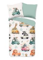 Good Morning Kinderdekbedovertrek "dieren in auto's" - Multi - (135x200 cm) - Katoen
