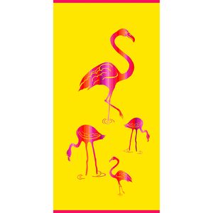 Strand/badlaken voor kinderen - flamingo print - 75 x 150 cm - microvezel