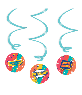 Hangdecoratie Swirls &apos;Welcome&apos; Rainbow (3st)