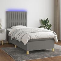 Boxspring met matras en LED stof donkergrijs 90x190 cm