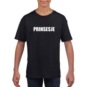 Prinsesje tekst t-shirt zwart meisjes XS (110-116)  -