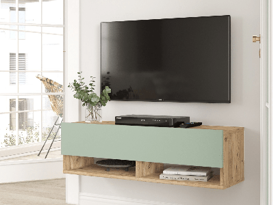Tv-meubel FRULINO 100 cm 2 klapdeuren atlantische pijnboom/groen