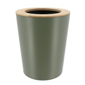 Tendance Badkamer prullenbak/afvalbak 103 series - groen - 5 liter - 20 x 25 cm - metaal/bamboe hout