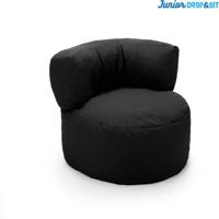 Parya - Zitzak Stoel Junior - Zwart - 70 x 50 cm - Kinderstoel met Vulling voor Binnen - thumbnail