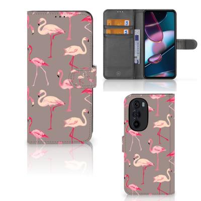 Motorola Edge 30 Pro | Telefoonhoesje | Met pasjeshouder | Flamingo
