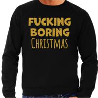 Foute Kersttrui/sweater voor heren - Boring Christmas - zwart - glitter goud