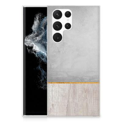 Samsung Galaxy S22 Ultra | Bumper Hoesje | Wood Concrete