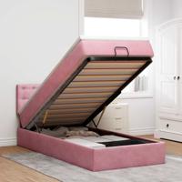 Ottoman bed met matras 90x190cm fluweel roze