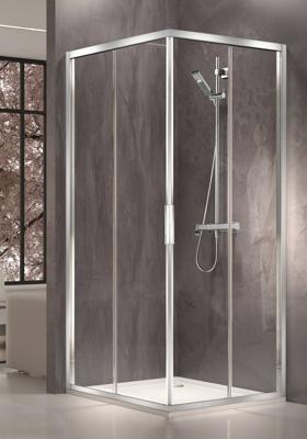 Duka Stila 2000 hoekinstap 2-dlg 90(B)x195(H) cm (rechter deel) mat zilver helder glas