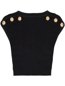 Balmain pull crop à manches courtes - Noir