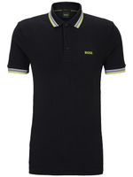 BOSS logo-embroidered cotton piqué polo shirt - Noir