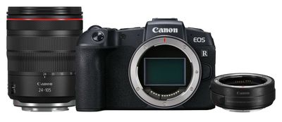 Canon EOS RP Body + RF 24-105mm f/4L IS USM lens + Mount Adapter EF- R MILC 26,2 MP CMOS 6240 x 4160 Pixels Zwart Canon EOS RP Body + RF 24-105mm f/4L IS USM lens + Mount Adapter EF- R MILC 26,2 MP CMOS 6240 x 4160 Pixels Zwart