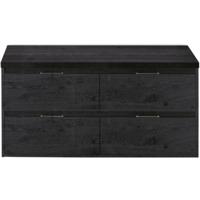 Porto Badmeubelset 120 cm - 4 Laden Black Oak - Wastafelbovenblad Black Oak