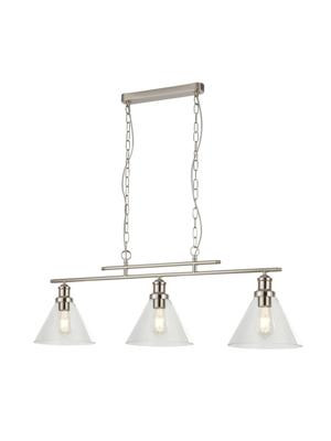 Hanglamp Pyramid 3Lt - Satin Silver Metal & Glass Hanglamp Pyramid 3Lt - Satin Silver Metal & Glass