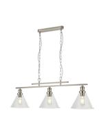 Hanglamp Pyramid 3Lt - Satin Silver Metal & Glass