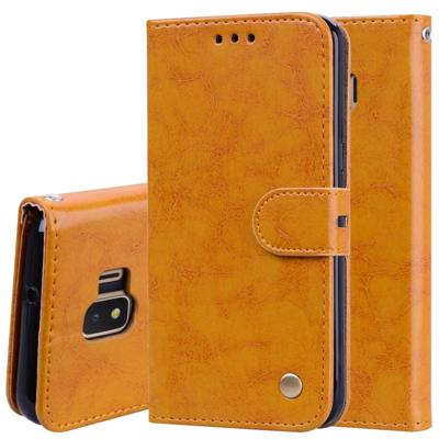 Business stijl olie Wax textuur horizontale Flip lederen case voor Galaxy j2 core met houder & kaartsleuven & portemonnee (bruin)