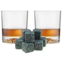 Luxe whiskyglazen set 4x stuks 290 ml met 9x whisky ijsblokstenen - thumbnail