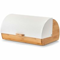 Houten luxe broodtrommel met witte klep/deksel 39 cm