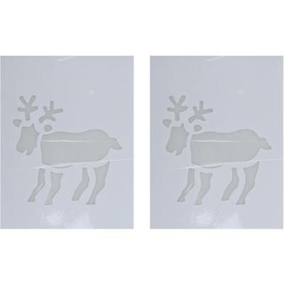 Kerst raamsjabloon rendier - 2x - wit - 35 cm - raamdecoratie - kerstversiering