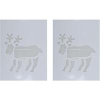Kerst raamsjabloon rendier - 2x - wit - 35 cm - raamdecoratie - kerstversiering