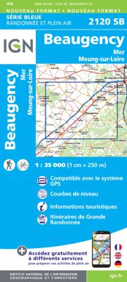 Wandelkaart - Topografische kaart 2120 SB - Serie Bleue Beaugency, Mer, Meung-sur-Loire | IGN - Institut Géographique National
