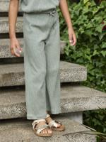 Wijde legging met golvend effect voor meisjes saliegroen