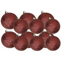 Kerstversiering set glitter kerstballen donkerrood 6 - 8 cm - pakket van 30x stuks - Kerstbal - thumbnail