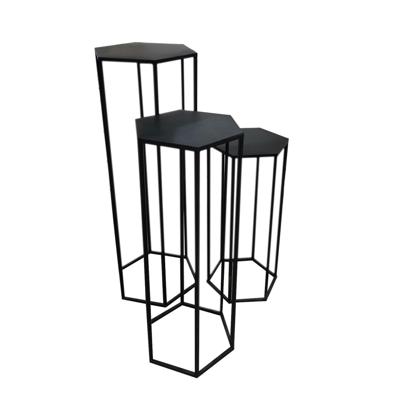 Home Deco Factory Plantenstandaard - 3x stuks - zwart - metaal - industrieel - verschillende hoogtes