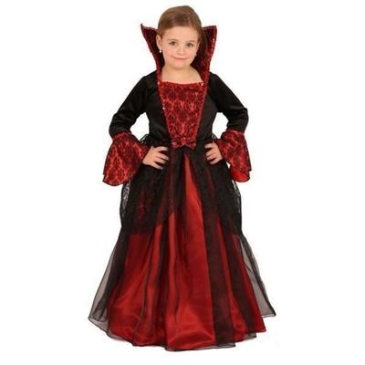 Halloween verkleed jurk Vampier voor meisjes - rood/zwart - openstaande kraag