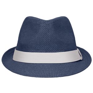 Street style trilby hoedje navy en wit