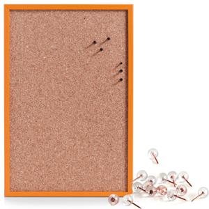 Prikbord incl. 25x punaises rose goud - 40 x 60 cm - oranje - kurk