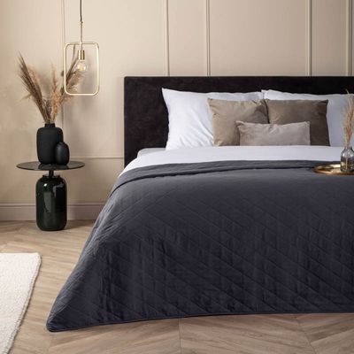 Bedsprei Ultrasonic Ruit - Antraciet - 180x260 cm van Fresh and Co materiaal: Microvezel - Dekbed-Discounter.nl