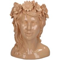 Vaas Dame Bloemen Polyresin Perzik 17x15x23.5 cm HD Collection - Hd collection